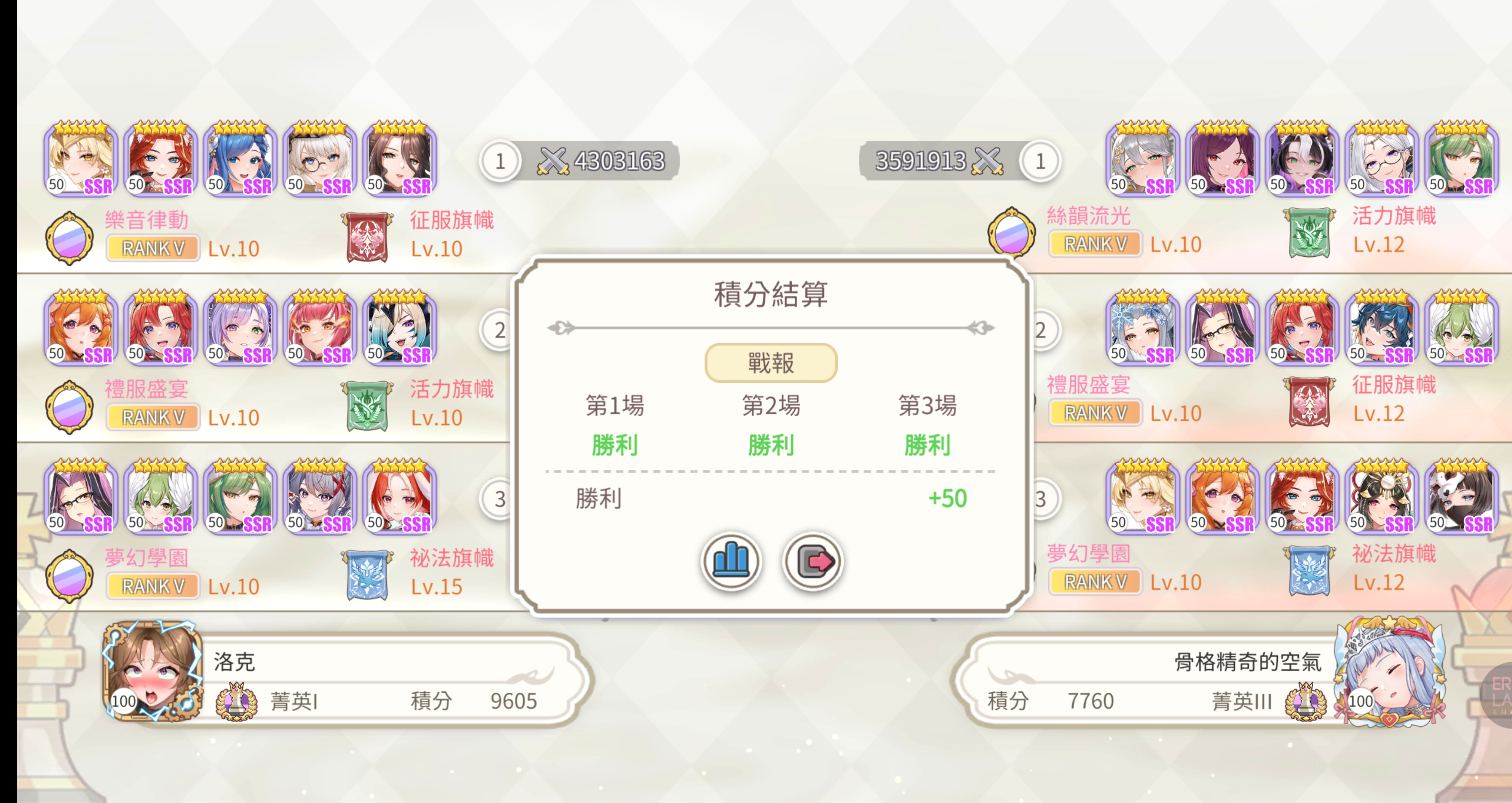 對戰結果畫面